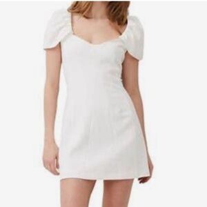 French Connection Elegant White Puff Sleeve Dress